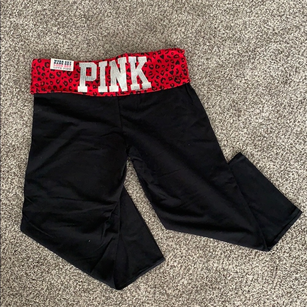 NWT Large VS Pink crop fold over pants